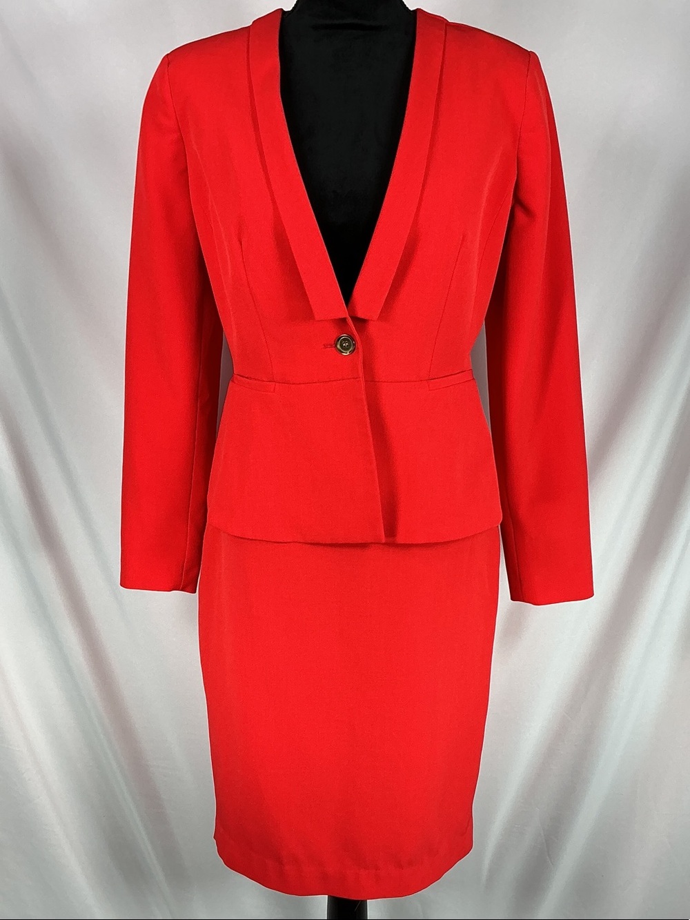 Zac & Rachel Red Skirt Suit Size 8 Shawl Collar Blazer Pencil Skirt 2 Piece Set